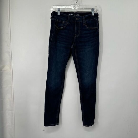 Old Navy Mid/Rise Skinny Rockstar Super Skinny Size 2Petite Dark Wash Jeans - Picture 1 of 9